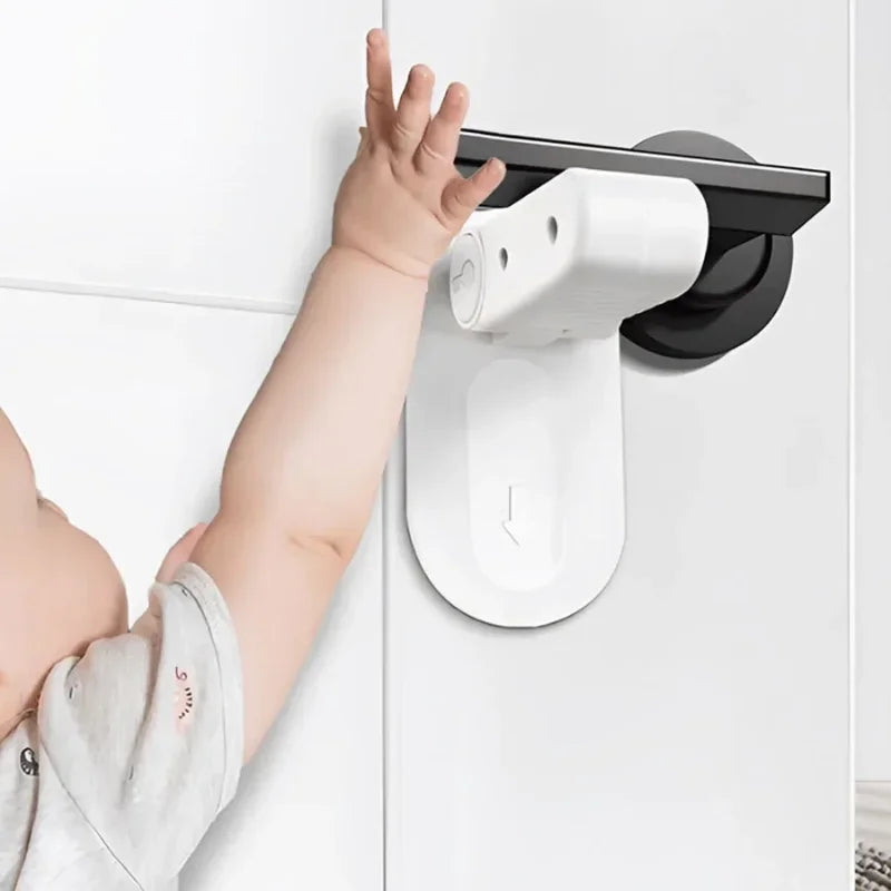 Door handle, drawer lock, universal anti-opening handle, child and infant safety lock, punch-free, multi-functional hidden butto
