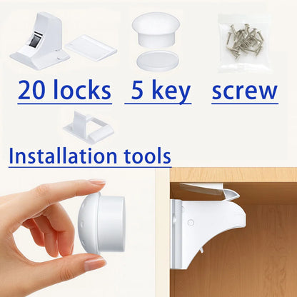 New Style Baby Safety Lock Magnetic Cabinet Locks Baby Proofing Drawer Cabinet Safety Accessories Self-adhesive or Screw Fixed