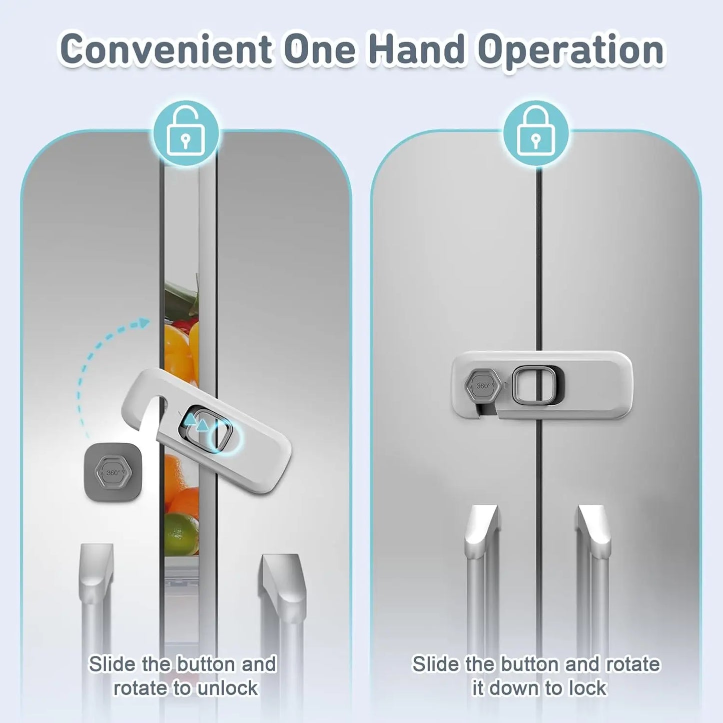 Child Proof Refrigerator Locks, Fridge Locks for Kids Safety, Freezer Door Latches with Sticky 3M Adhesives for Baby