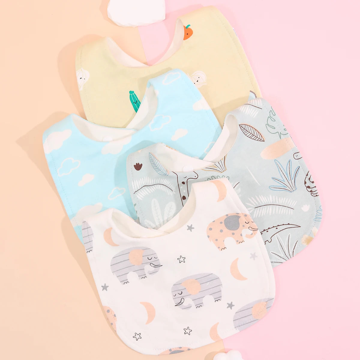 4pcs Cotton Soft Baby Adjustable Bibs Infant Bib Newborn Burp Cloths Bandana Scarf for Kids Boy Girls Feeding Saliva Towel