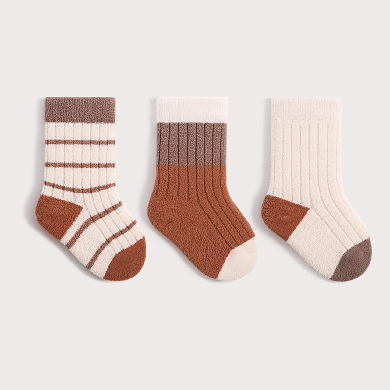 3Pair Baby Plush Socks Thick Warm Kids Mid Tube Sock 0-3Year Boy Girl Winter Thermal Footwear Fashion Stripe Toddler Cotton Sock