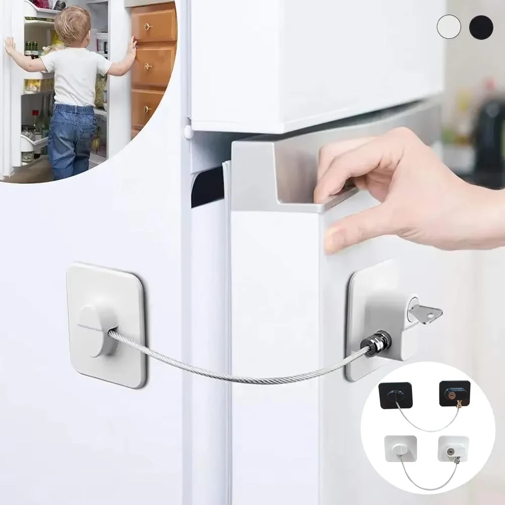 Baby Safe Refrigerator Lock with Key Code Lock Baby Safety Cabinet Lock Sliding Wardrobe Door Lock Home Limiter
