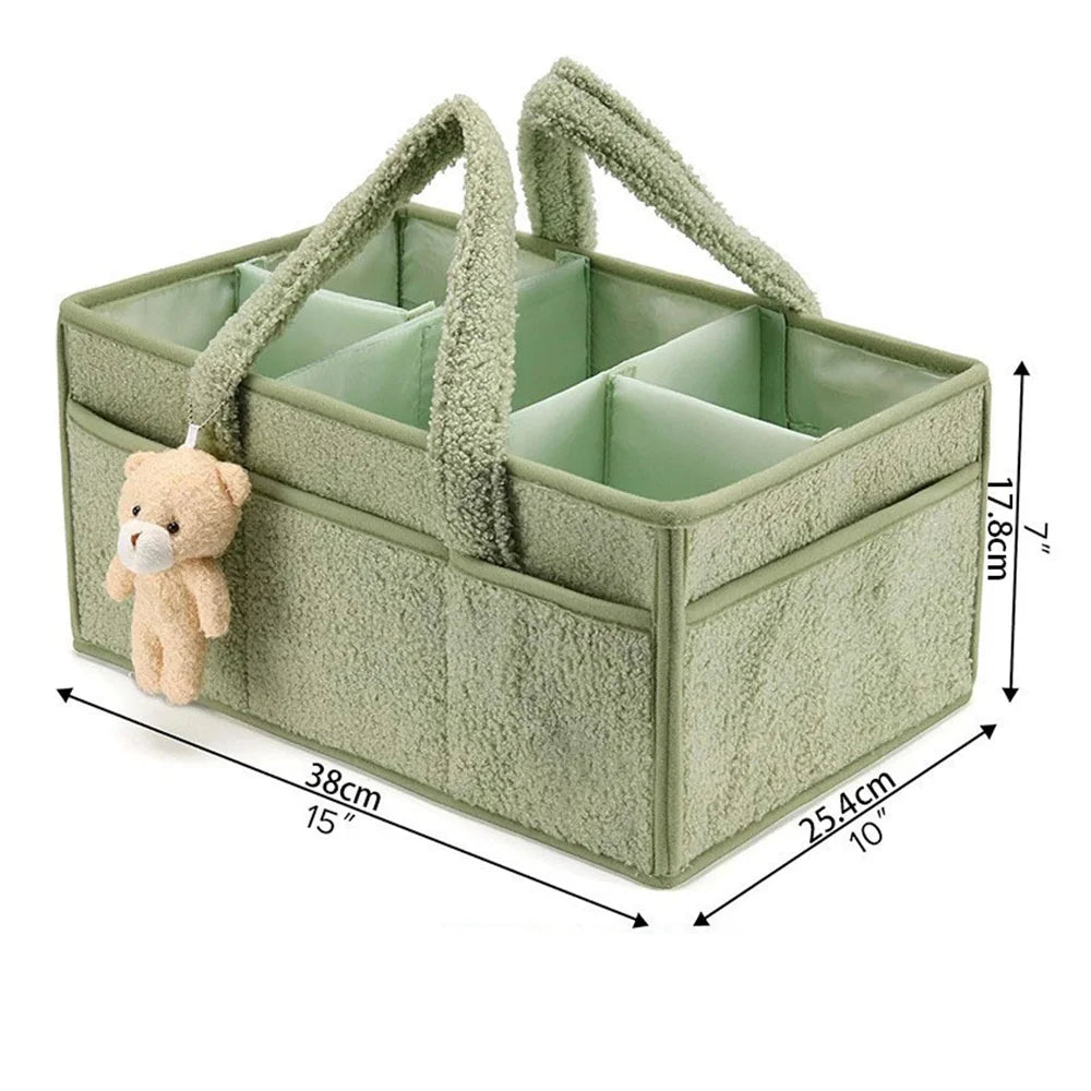 PANGDUBE Baby Diaper Caddy Organizer, Plush Diaper Stackers & Caddies, Teddy Bear Diaper Storage Basket, Nappy Bag for Newborn