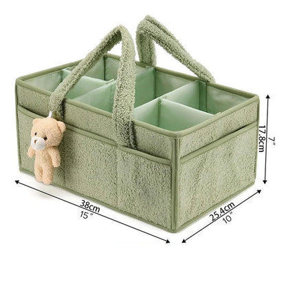 PANGDUBE Baby Diaper Caddy Organizer, Plush Diaper Stackers & Caddies, Teddy Bear Diaper Storage Basket, Nappy Bag for Newborn