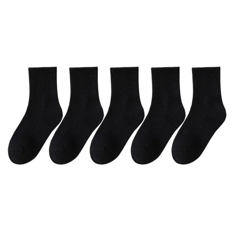 5 Pairs Kids Socks Breathable Comfortable For Boys Girls White Black Sport Socks