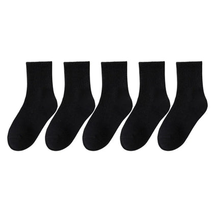 5 Pairs Kids Socks Breathable Comfortable For Boys Girls White Black Sport Socks