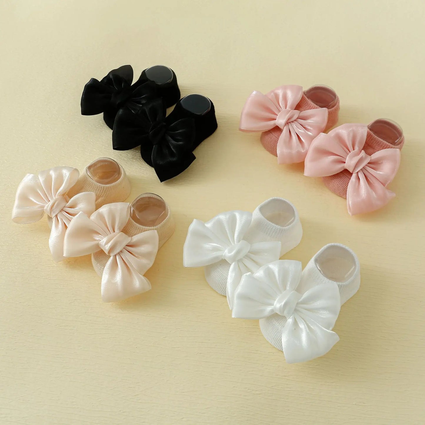 Ins baby bow learning step anti slip floor socks, children's cartoon boat socks, plain baby socks suitable for 0-1 years old