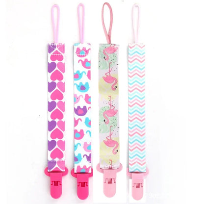 4pcs/set Newborn Pacifier Chain Clip Double-sided Printed Pacifier Belt Pacifier Holder Infant Feeding