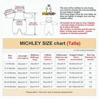 MICHLEY Carnival Winter Baby Rompers Hooded Flannel Cosplay Toddler Infant Clothes Bodysuits Jumpsuit Costume For Girl Boy