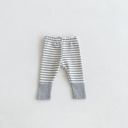 Autumn Newborn Infant Baby Boy Girls Candy Color Leggings Splice Striped Pants Fashion Baby Clothing