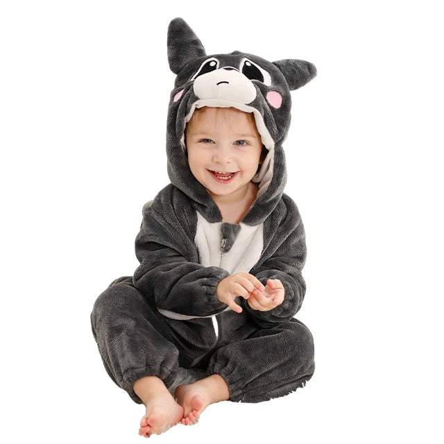 MICHLEY Carnival Winter Baby Rompers Hooded Flannel Cosplay Toddler Infant Clothes Bodysuits Jumpsuit Costume For Girl Boy