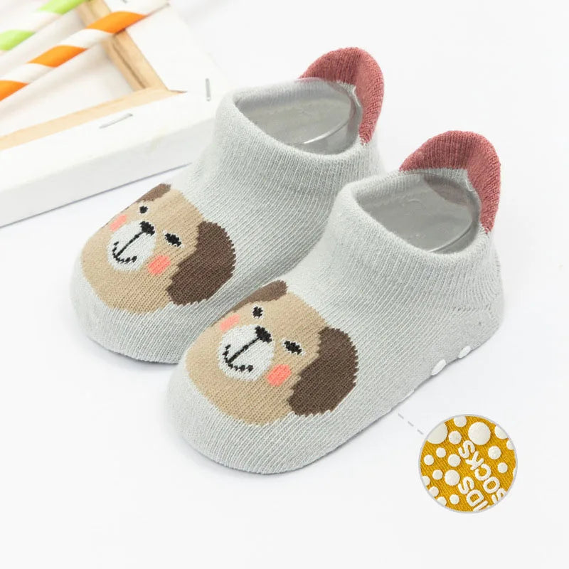 Cartoon Baby Socks Anti Slip Kids Girl Boy Short Socks With Rubber Soles Spring Autumn Soft Cotton Infant Toddler Floor Socks