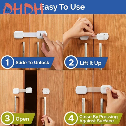 Child Lock Children Protection Baby Safety Lock for Cabinets and Drawers Toilet Fridge & More Adjustable length