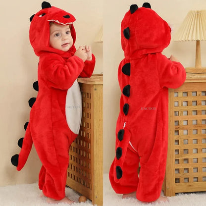 Cartoon Flannel Baby Rompers Unicorn Rabbit Dinosaur Pajamas Cotton Baby Boy Girls Animal Costume Baby Jumpsuit Kigurumi Outfits