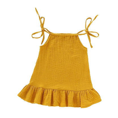 Summer Infant Baby Girl Dress Toddler Dress Muslin Cotton Sleeveless Ruffles Slip Dresses
