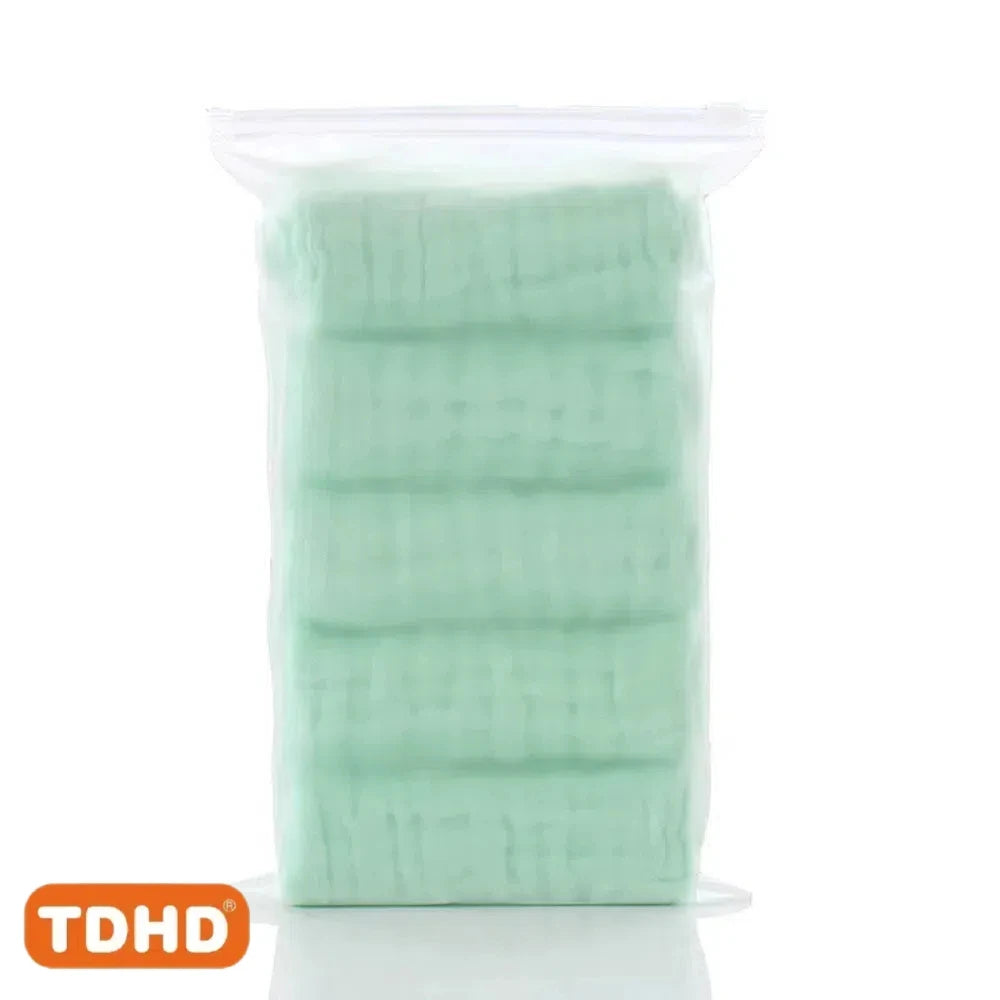 TDHD 5 pieces of baby solid color six layers of pure cotton gauze saliva towel absorbent fast printed gauze towel suitable for
