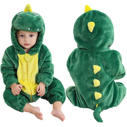 MICHLEY Carnival Winter Baby Rompers Hooded Flannel Cosplay Toddler Infant Clothes Bodysuits Jumpsuit Costume For Girl Boy