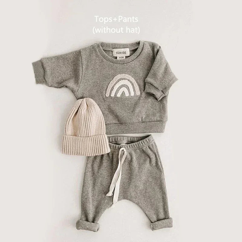 New Spring Autumn  Fashion Kids Clothes Set Toddler Baby Boy Girl Pattern Casual Tops+Child Loose Trousers  2pcs Suit Outfits