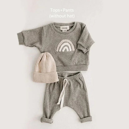 New Spring Autumn  Fashion Kids Clothes Set Toddler Baby Boy Girl Pattern Casual Tops+Child Loose Trousers  2pcs Suit Outfits