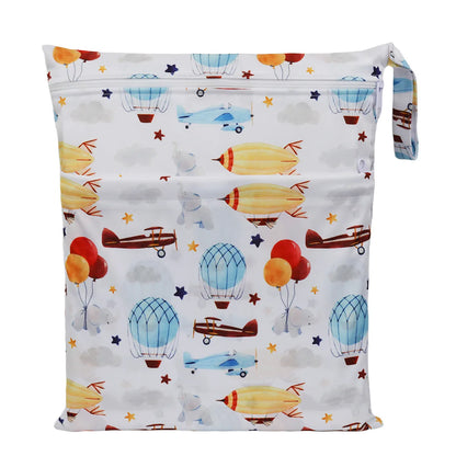 [Sigzagor] Wet Dry Bag With Two Zippered Baby Diaper Nappy Waterproof Reusable Washable