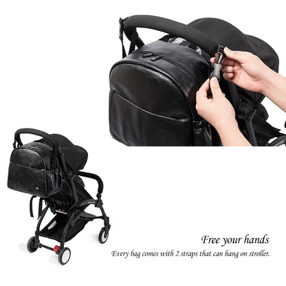 Soboba Large Capacity Solid Diaper Bag with Backpack Straps for Fashionable Mothers – Waterproof Nappy Changing Bag