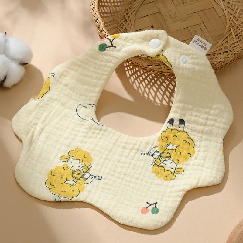 Cotton Gauze Baby Bib Babies Accessories Newborn Baby Apron Feeding Bib 6 Layer Muslin Burp Cloths Kids Saliva Towel New Born