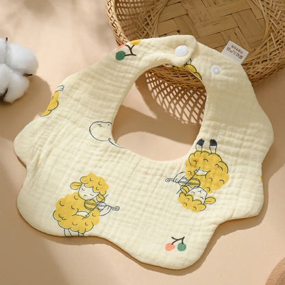 Cotton Gauze Baby Bib Babies Accessories Newborn Baby Apron Feeding Bib 6 Layer Muslin Burp Cloths Kids Saliva Towel New Born