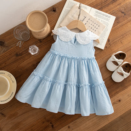 Sweet Solid Color Baby Girl Dress Summer New Children'S Sleeveless Clothes (9 Months -4 Years Old)