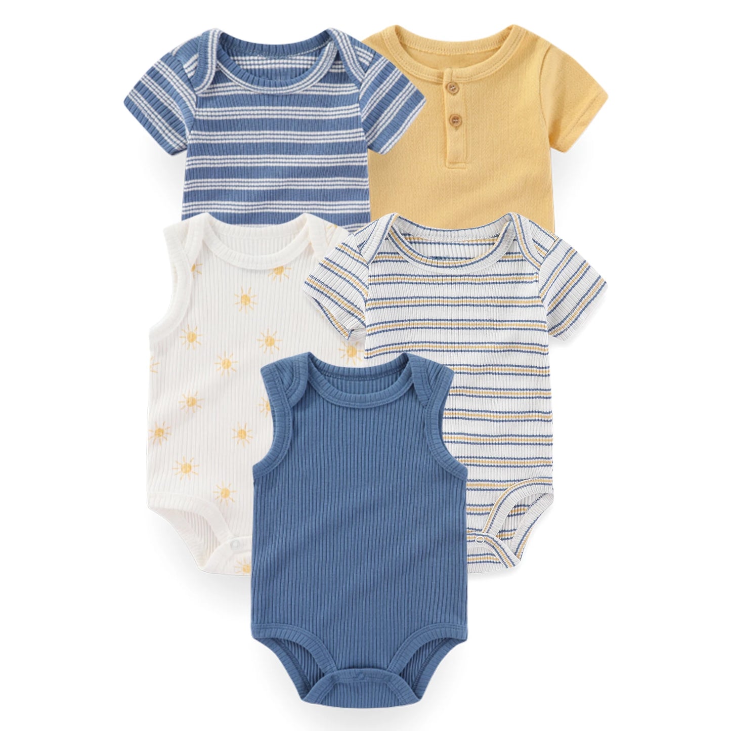 Kiddiezoom 5 Pcs/Lot Four Seasons Fashion Cartoon Short Sleeve Baby Boy Girl Bodysuits Soft 100%Cotton NewbornOnesies