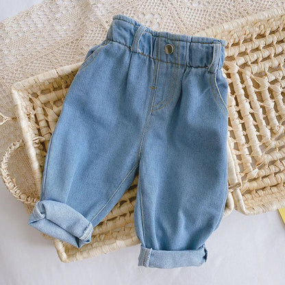 MILANCEL 2026 Spring Autumn Solid Kids Boys Straight Pants Fashion Children Clothing Trousers Brief Jeans for 1-6 Years