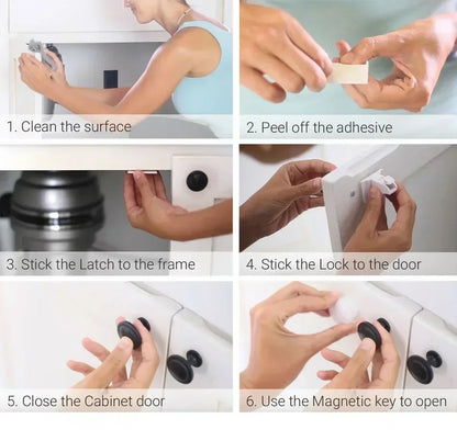 1-5PCS Magnetic Child Safety Lock, Limiter Kids No Drilling Drawer Lock Fridge Lock Cabinet Lock for Home Baby Security