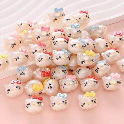 10Pcs Randomly Mix Resin Beads Hello Kitty Head Focus Bead For Baby Teething Pacifier Chain Beads Teething Bracelet Aceessories