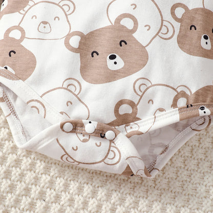 0-9 Months Baby Boy Set Little Bear Long Sleeve Bodysuit+Pants+Hat+Socks 4pcs/Set Baby Spring Autumn clothing Newborn