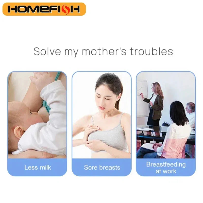 HOMEFISH MY-375 Wearable Electric Breast Pump Hands-Free Portable Bionic Smart Breast Pain-Free Breastfeeding 1200mAh Type-C
