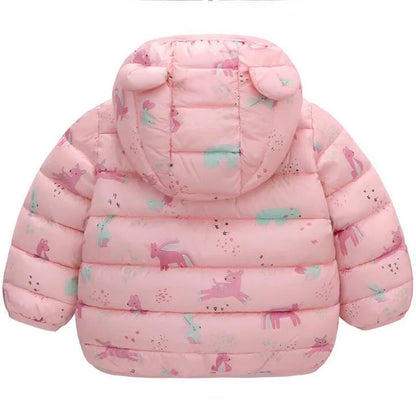 2023 Baby Girls Jackets For Kids Cartoon Bear Zipper Coats Autumn Boys Warm Hooded Down Jackets Children Christmas Outerwear