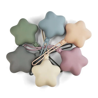 Baby Pacifier Box Portable Stroller Hanging Strap Teether Anti-Drop Star Silicone Soother Storage Box