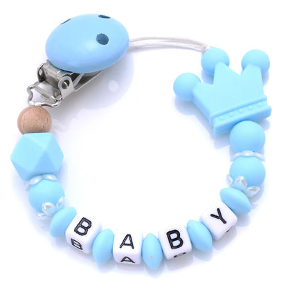 New Baby Crown Pacifier Clips Silicone Pacifier Chains Handmade Toddler Teething Chain Nipple Clip Chew Toys Not Customized