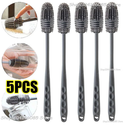 Long Handle Silicone Bottle Brush Cleaning Brush Kitchen Cleaning Cup Brush Thermos Glass Brush Cleaning Tools  Bottle Brush
