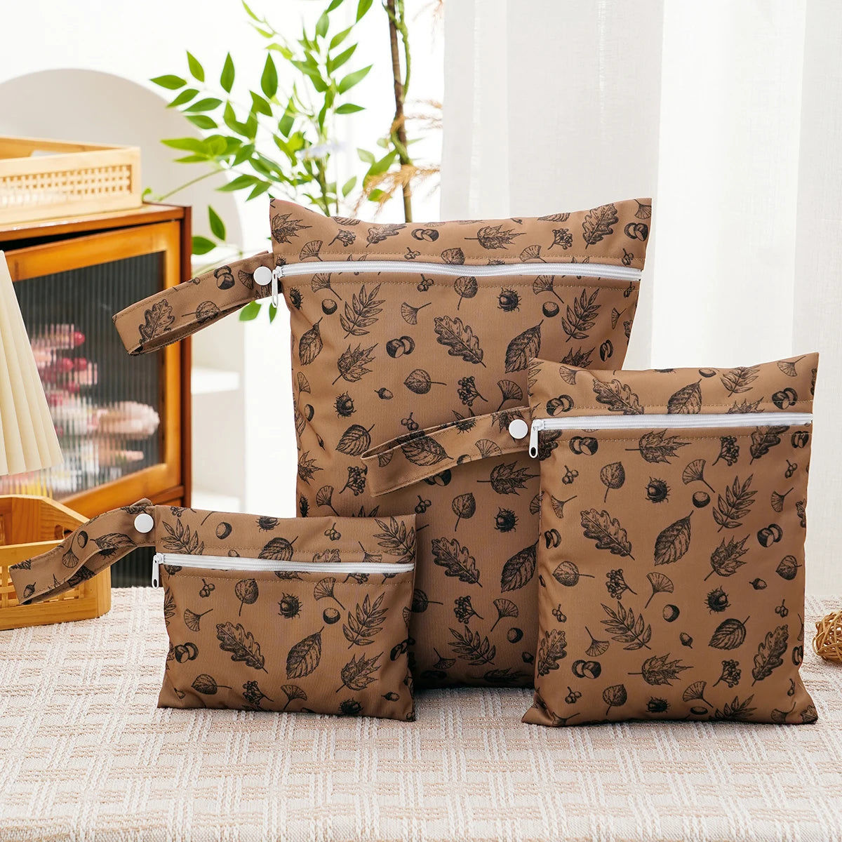 3PCS Recycled Fabric Waterproof Wet Dry Bag Portable Diaper Bag Sanitary Storage Bag