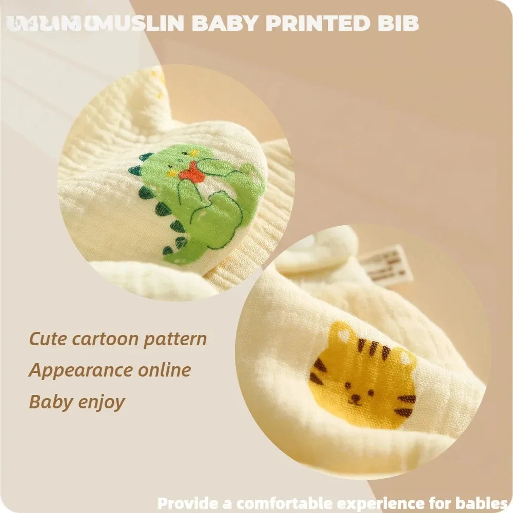 3PCS Cotton Gauze Baby Feeding Bibs Summer Soft Petal Baby Printed Drooling Towel Newborn Toddler Baby Burp Cloth Children'