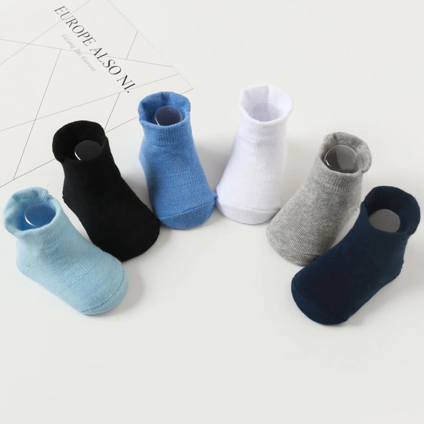 6 Pairs/Lot Cotton Baby Anti-slip Boat Socks For Boys Girls Low Cut Floor Kids Toddler Sock With Rubber Grips For 0-5Years
