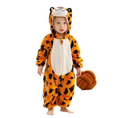 MICHLEY Carnival Winter Baby Rompers Hooded Flannel Cosplay Toddler Infant Clothes Bodysuits Jumpsuit Costume For Girl Boy