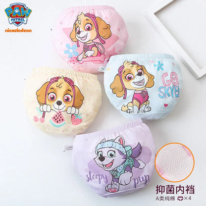 4PCS Genuine Paw Patrol Skye Girl Children Cotton Underwear Printing Panties Kids Short Panties Underpants Girls Briefs Panties