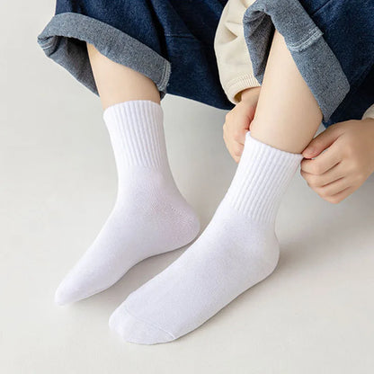 5 Pairs Kids Socks Breathable Comfortable For Boys Girls White Black Sport Socks