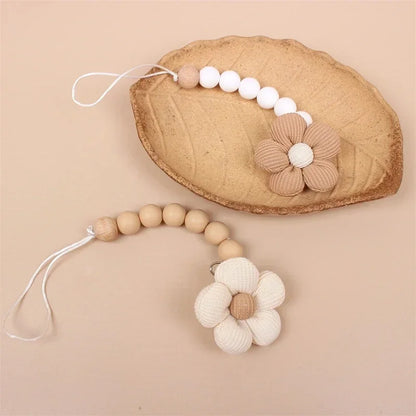 1pc Cute Baby Silicone Flower Pacifier Chain Newborn Baby Accessories Pacifier Clip Pacifier Chain Teether Loss Prevention Chain