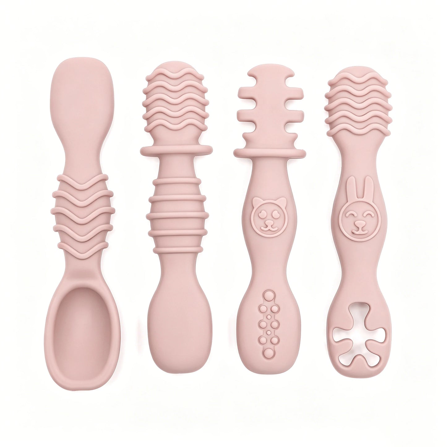 4pcs silicone baby food spoon, training spoon for babies over 6 months old, easy-to-grip tableware, Christmas gift