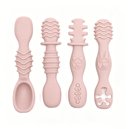 4pcs silicone baby food spoon, training spoon for babies over 6 months old, easy-to-grip tableware, Christmas gift