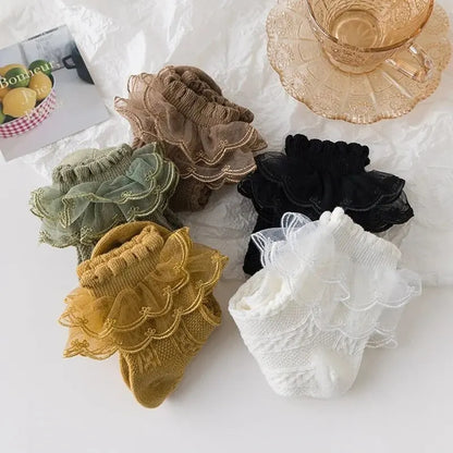 3 Pairs/Lot Summer Girls Socks Baby Kids Ruffle Sock Cute Children Frilly White Black Lace Cotton Socks For 1-10Years