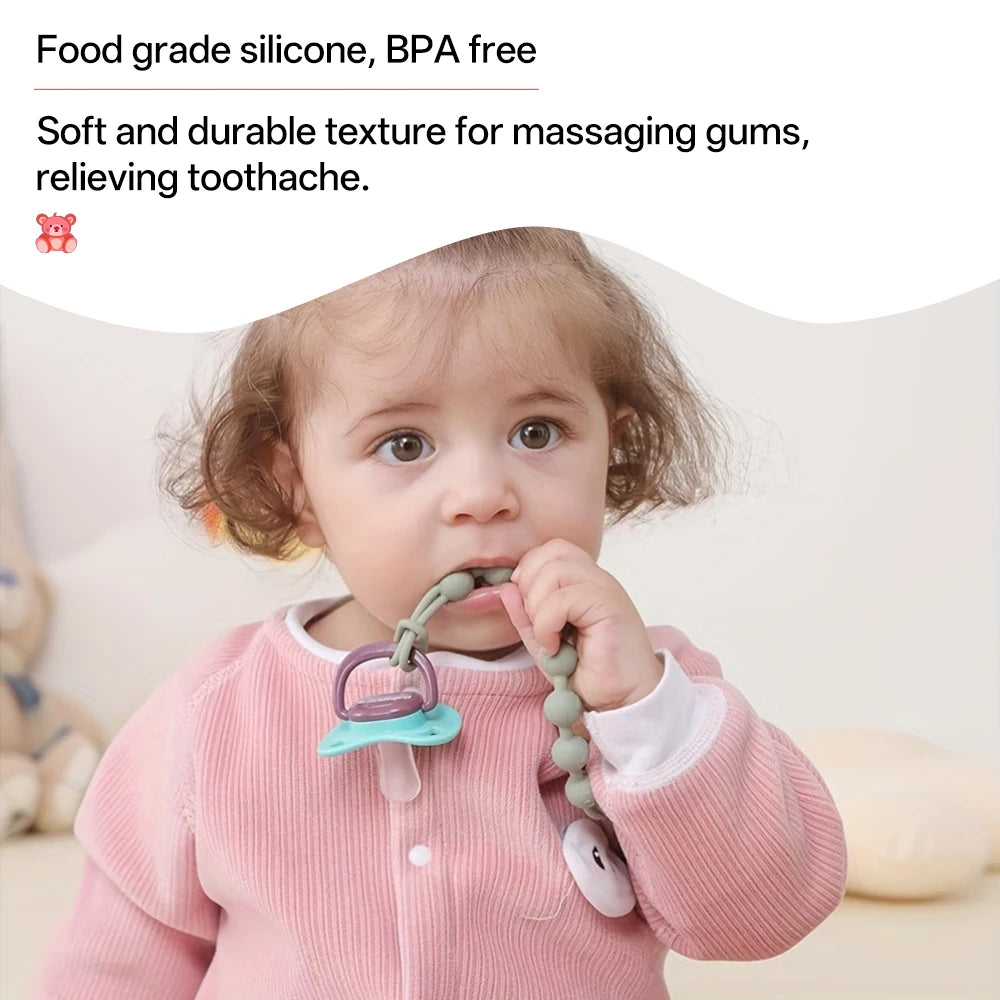Baby food grade silicone pacifier clip - anti fall baby pacifier clip without bisphenol A cute animal design