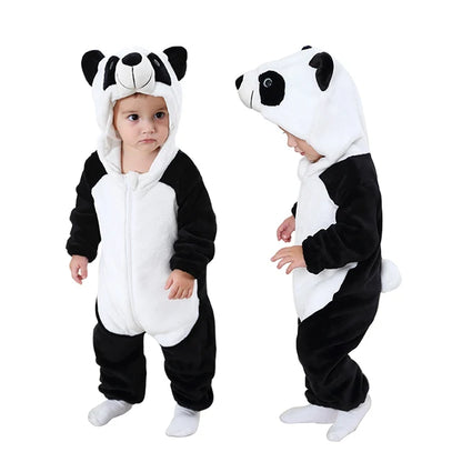 MICHLEY Carnival Winter Baby Rompers Hooded Flannel Cosplay Toddler Infant Clothes Bodysuits Jumpsuit Costume For Girl Boy